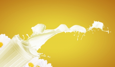 Fresh milk in the glass on colour background, illustrationの写真素材