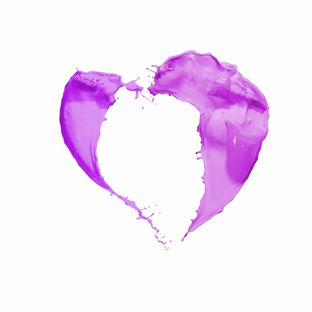 Bright purple colour paint splash on white backgroundの写真素材