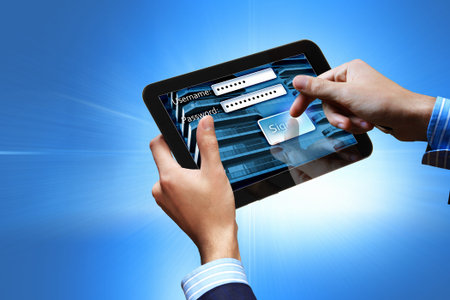 Login with email and password on computer screen