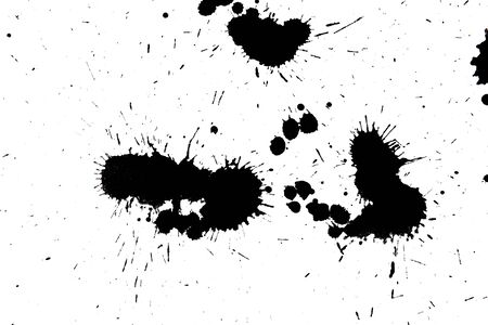 Black drop ink splatter  Gloss brush paint spot, grunge blot, art blob, oil, abstract droplet  Splat, liquid illustration の写真素材