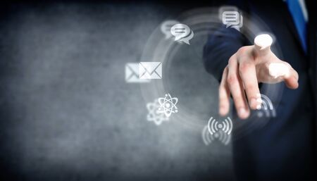 Business meeting in a virtual space conceptual business illustration の写真素材