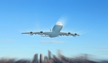 Large passenger airplane flying in the sky