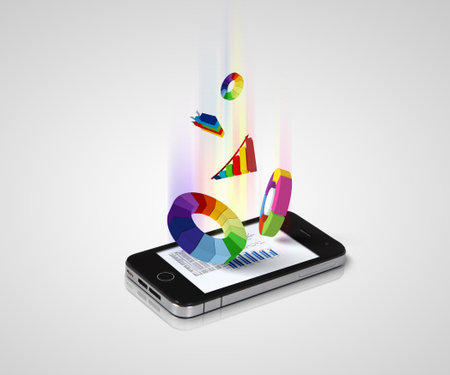 The Pad and three-dimensional graphics on gray background   illustrationの写真素材