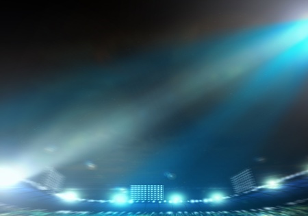 Image of defocused stadium lights at nightの写真素材