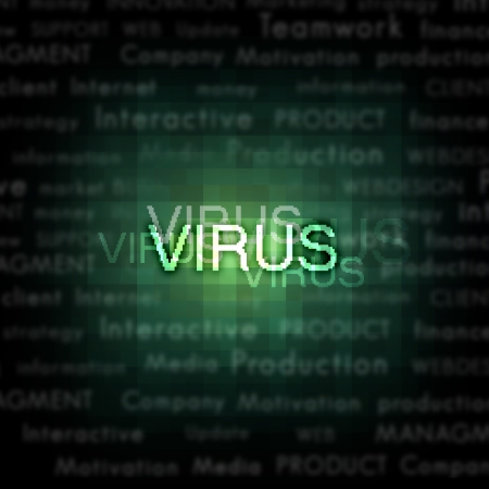 A computer virus detection symbol illustration with word Virusの写真素材