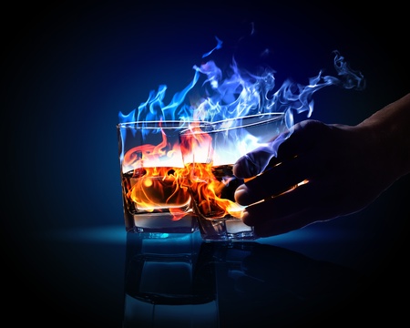 Image of two glasses of burning absintheの写真素材