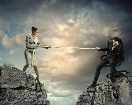 Confrontation between two business people  Abstract collage  の写真素材