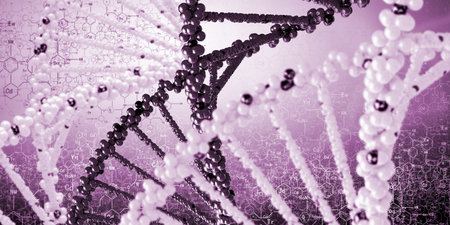 DNA molecule is located in front of a colored background  abstract collage