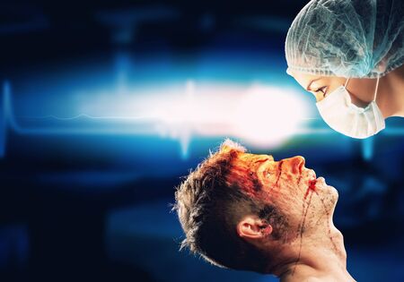 Meeting the surgeon and the patient looking backの写真素材