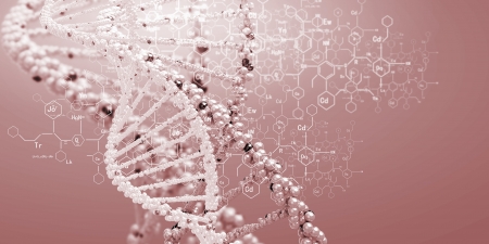 DNA molecule is located in front of a colored background  abstract collageの写真素材