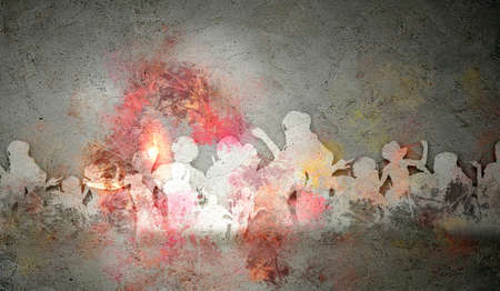 Abstract colorful backgrounds with elements symbolizing music  collageの写真素材