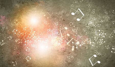 Abstract colorful backgrounds with elements symbolizing music  collageの写真素材