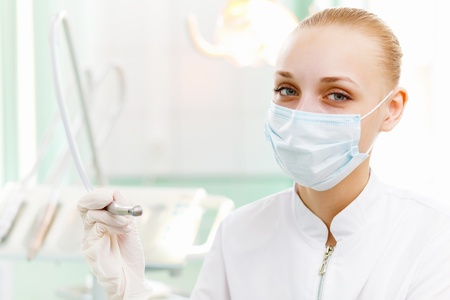A portrait of a dental worker, dentist or assistantの写真素材
