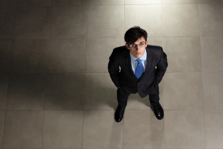 Image of young businessman in glasses  Top viewの写真素材