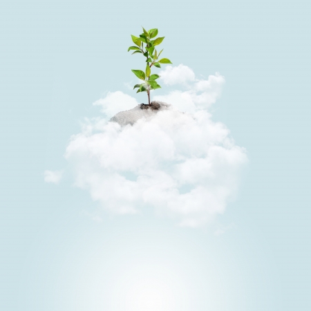 Abstract light blue background with various objectsの写真素材