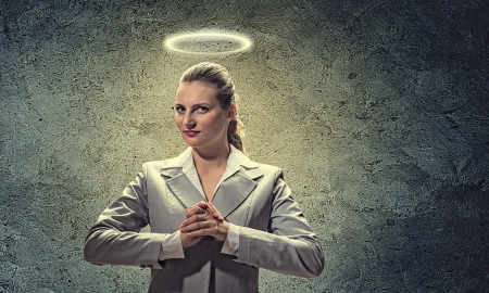 Image of businesswoman with halo above headの写真素材