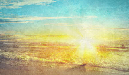 Old picture with a sea scape as a backgroundの写真素材