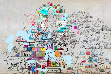 Business plan image with collage hand drawingsの写真素材