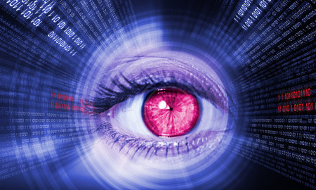 Close-up high-tech image of human eye  Technology concept