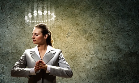 Image of businesswoman with halo above headの写真素材