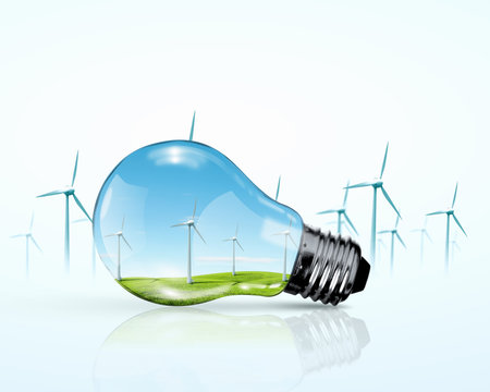 Electric bulb and windmill generators  Renewable energy concept