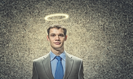 Image of businessman with halo above headの写真素材