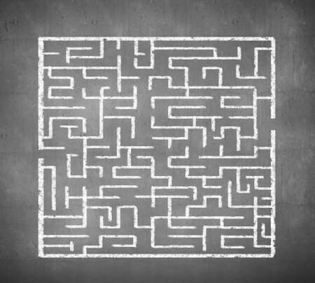 Drawn abstract maze against white background  Finding solutionの写真素材