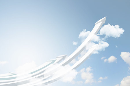 Abstract image with white arrows going up into sky