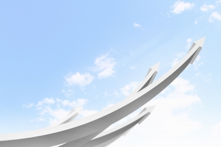 Abstract image with white arrows going up into skyの写真素材