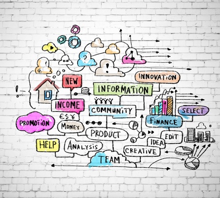 Business colorful sketch image on white backgroundの写真素材