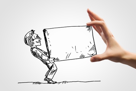 Hand drawing image of businessman  Business challengeの写真素材