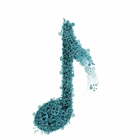Abstract image of music note made of gearsの写真素材