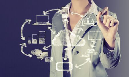 Image of businesswoman drawing business strategy planの写真素材