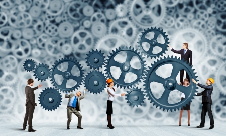 Conceptual image of businessteam working cohesively  Interaction and unityの写真素材