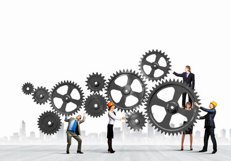 Conceptual image of businessteam working cohesively  Interaction and unityの写真素材