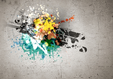 Graffiti style image of snowboarder against grunge backgroundの写真素材