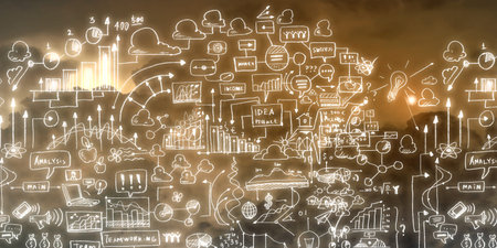 Strategy background image with sketches and drawings