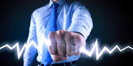 Close up image of businessman clenching fume in fistの写真素材