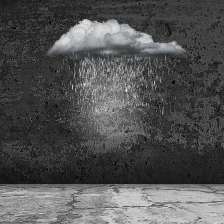 Background image of cloudy sky with lightning and rainの写真素材