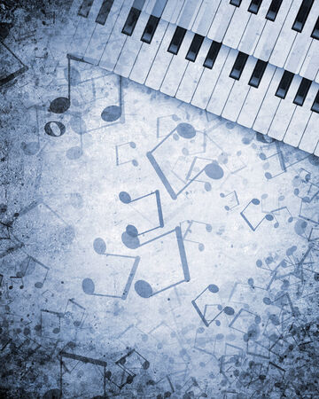 Conceptual image with piano keys and music clefの写真素材