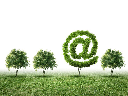 Conceptual image of green plant shaped liked graphの写真素材
