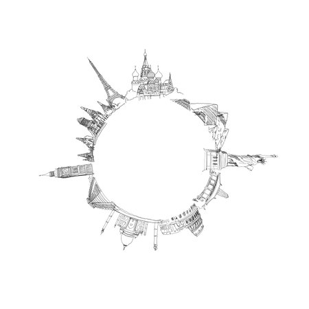 Hand drawn background with business sketches and ideasの写真素材