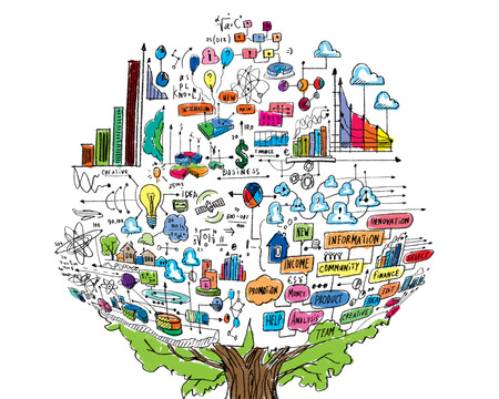 Background image with business plan colorful sketchの写真素材