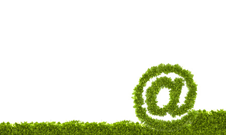 Conceptual image of plant in pot shaped like email signの写真素材