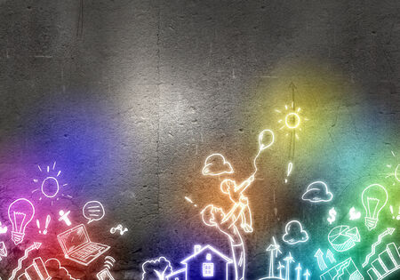 Background image with sketches of life valuesの写真素材