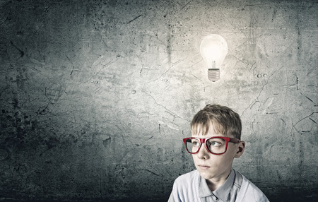 Boy of school age in glasses  Idea conceptの写真素材