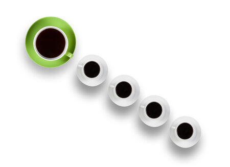 Cup of coffee or tea against white backgroundの写真素材