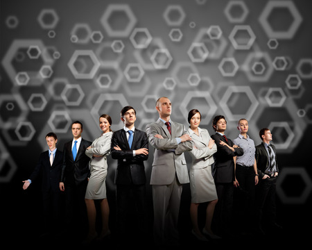 Image of business team standing in line  Cooperation and interactionの写真素材