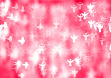 Abstract background image of blue bokeh lights and beamsの写真素材