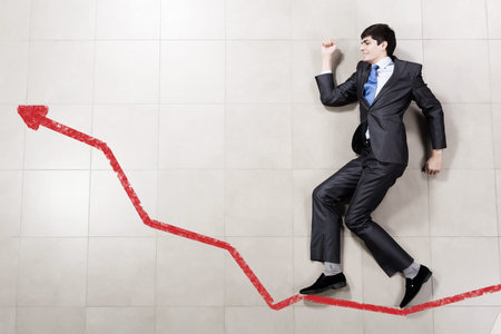 Businessman running on increasing graph  Growth concept